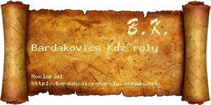 Bardakovics Károly névjegykártya